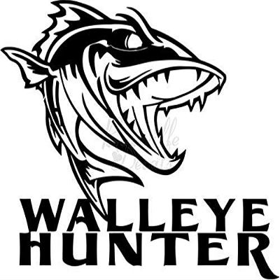 Roseville Decals Walleye Hunter Fish Fishing Vinyl Decal Sticker for Home Office Decor Vehicle Window Sign Size- [6 inch] / [15 cm] Wide Color- Matte Black