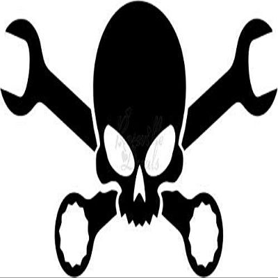 Roseville Decals Death Skull Cross Wrench Mechanic Vinyl Decal Sticker for Home Office Decor Vehicle Window Sign Size- [12 inch] / [30 cm] Wide Color- Matte White