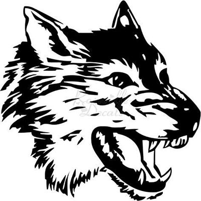 Roseville Decals Growling Wolf Head Vinyl Decal Sticker for Home Office Decor Vehicle Window Sign Size- [20 inch] / [50 cm] Tall and Color- Matte White