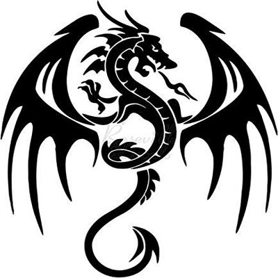 Roseville Decals Tribal Dragon Vinyl Decal Sticker for Home Office Decor Vehicle Window Sign Size- [12 inch] / [30 cm] Tall and Color- Matte White