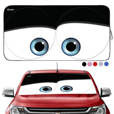 GVEN Windshield Sun Shades Car Sun Shade Protector Blocks UV Rays for Full-Size Sedan & SUV, Mid-Size SUV, Sports Cars, Wagon and Mid-Size Pickup Truck Car Accessories (Black, L)