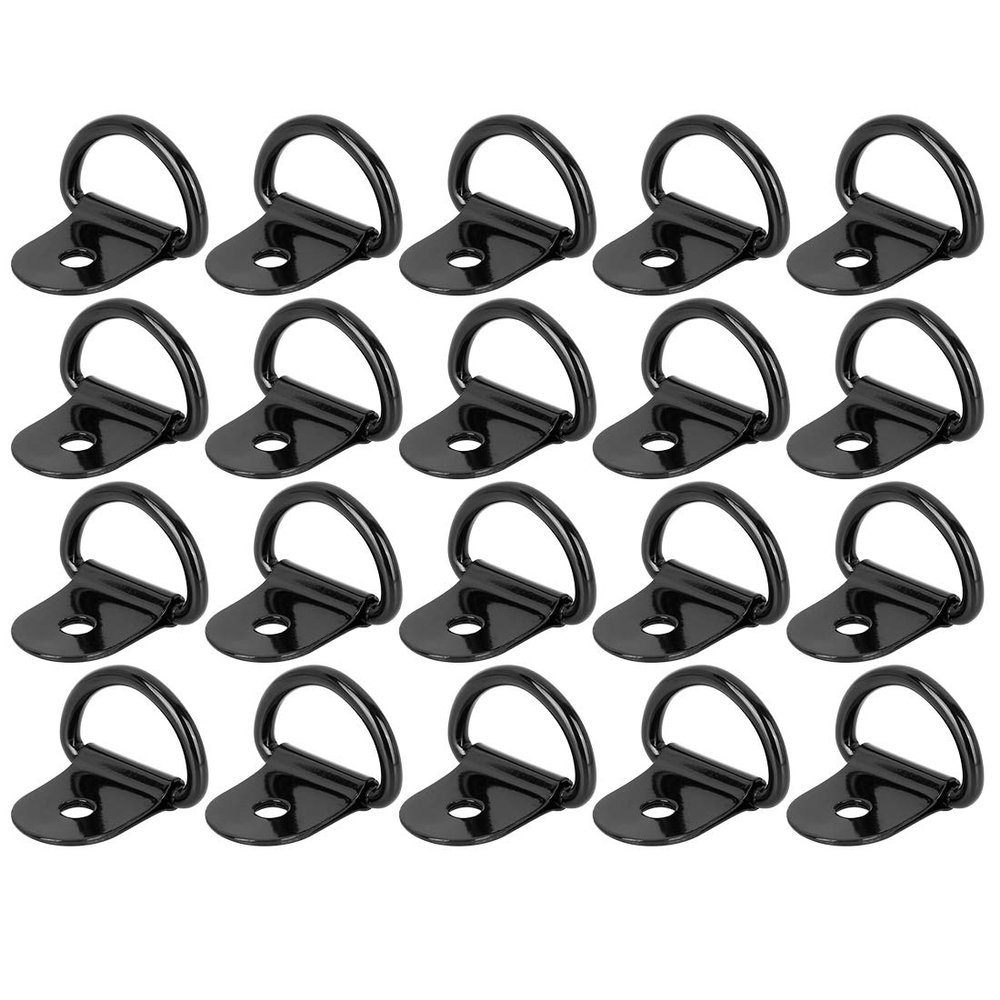X AUTOHAUX 20pcs Black D Shape Tie Down Anchors Lashing Rings for Car Truck Trailer Cargo RV Boats