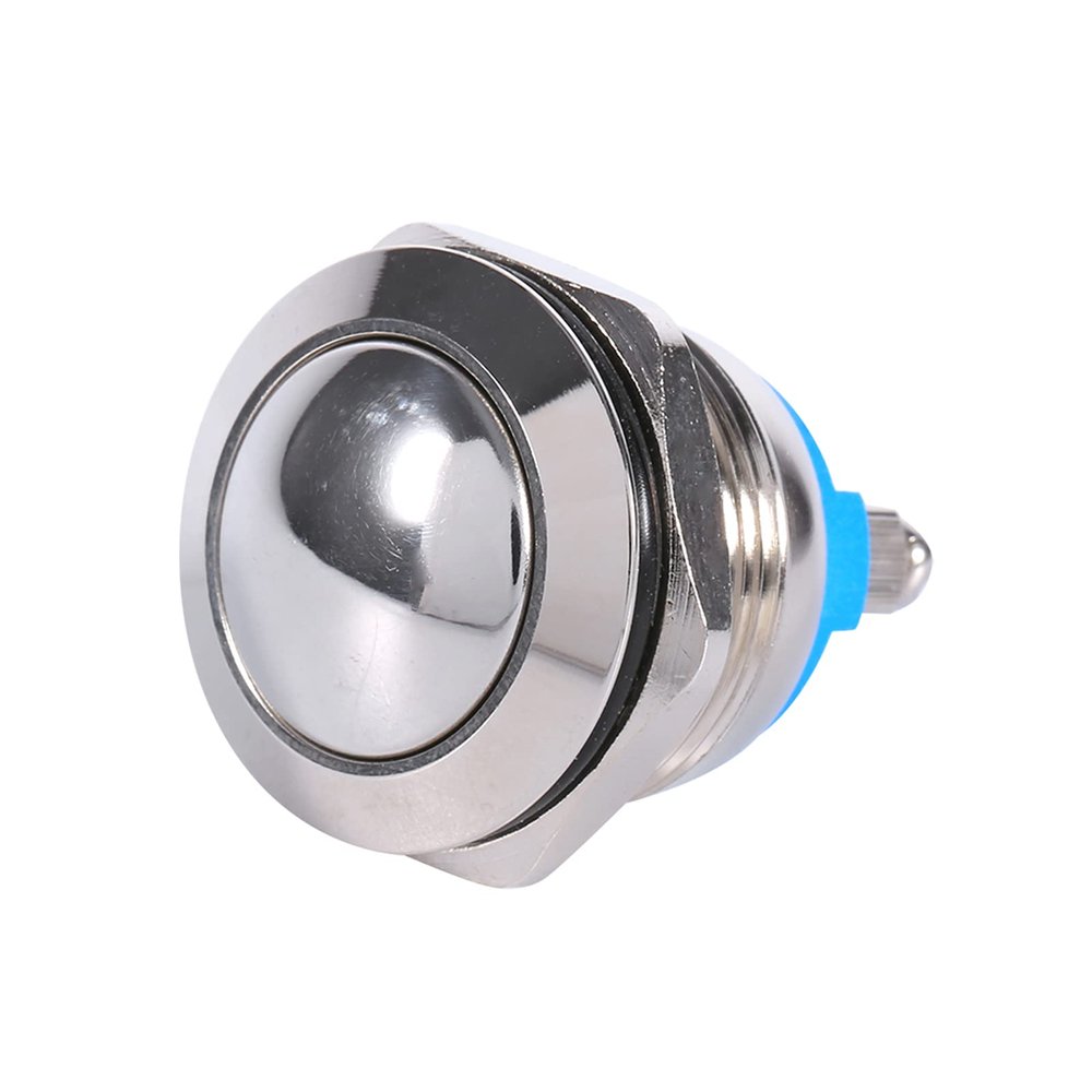 Car Push Button Switch, 19mm 3A Push Button Switch Round Shape Horn Momentary Switch Automotive Interior Accessories for Car (Silver), car Switch