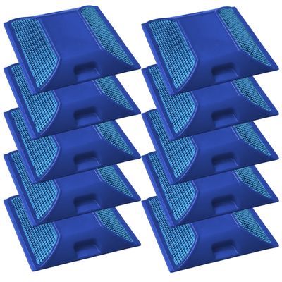 Road Reflectors Pack of 10 | 4 by 4 inch Street Pavement & Asphalt Stud Markers | Great for Speed Bumps, Sidewalks, Pedestrian Crossings, Freeways & Driveways | Industrial Grade (Blue)