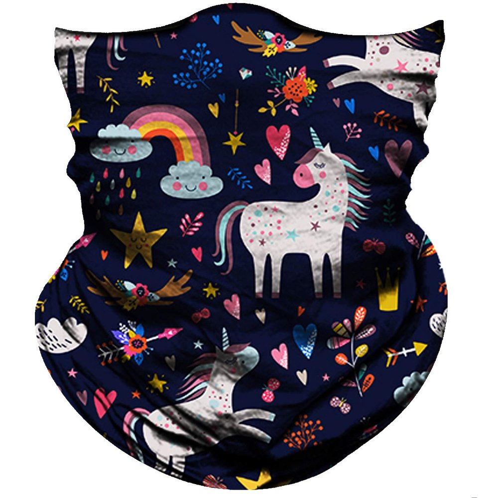 Obacle Seamless Bandana for Rave Face Mask Dust Wind Sun Protection Neck Gaiter Tube Mask Headband Bandana for Women Festival Party Motorcycle Riding Fishing Outdoor (Rainbow Horse Star)