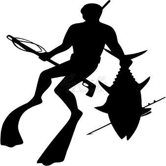Roseville Decals Spearfishing Fish Tuna Fishing Diving Vinyl Decal Sticker for Home Office Decor Vehicle Window Sign Size- [12 inch] / [30 cm] Tall and Color- Matte Black