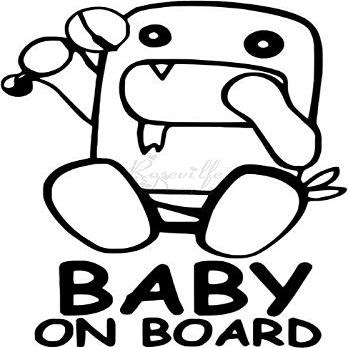 Roseville Decals JDM Baby On Board Domo Kun Vinyl Decal Sticker for Home Office Decor Vehicle Window Sign Size- [20 inch] / [50 cm] Tall and Color- Matte Black