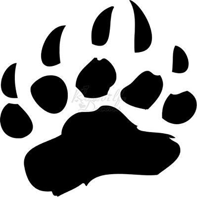 Roseville Decals Bear Paw Print Track Vinyl Decal Sticker for Home Office Decor Vehicle Window Sign Size- [6 inch] / [15 cm] Tall and Color- Matte White