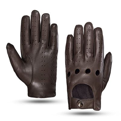 MGGMOKAY Mens Touchscreen Unlined Leather Driving Gloves,Brown,X-Large