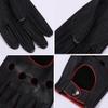 MGGMOKAY Mens Leather Driving Gloves Touchscreen Unlined, BlackRed, Large view 4