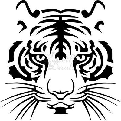 Roseville Decals Tiger Face Cat Vinyl Decal Sticker for Home Office Decor Vehicle Window Sign Size- [6 inch] / [15 cm] Tall and Color- Gloss White