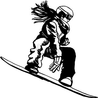 Roseville Decals Girl Snowboarder Snowboarding Vinyl Decal Sticker for Home Office Decor Vehicle Window Sign Size- [15 inch] / [38 cm] Tall and Color- Gloss White