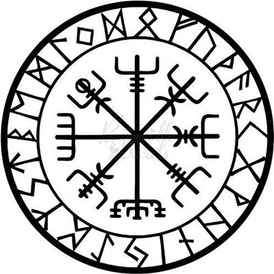 Roseville Decals Rune Compass Viking Vinyl Decal Sticker for Home Office Decor Vehicle Window Sign Size- [20 inch] / [50 cm] Tall and Color- Matte White