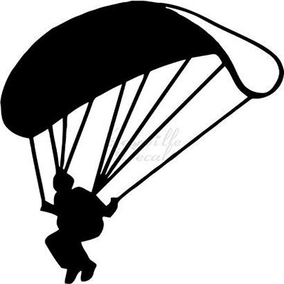 Roseville Decals Paragliding Parchuting Skydiving Vinyl Decal Sticker for Home Office Decor Vehicle Window Sign Size- [20 inch] / [50 cm] Tall and Color- Matte White