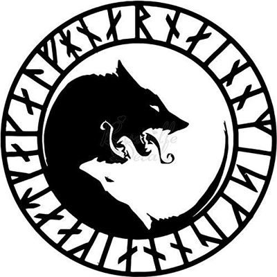 Roseville Decals Odin Thor Norse Wolf Vinyl Decal Sticker for Home Office Decor Vehicle Window Sign Size- [15 inch] / [38 cm] Tall and Color- Gloss White