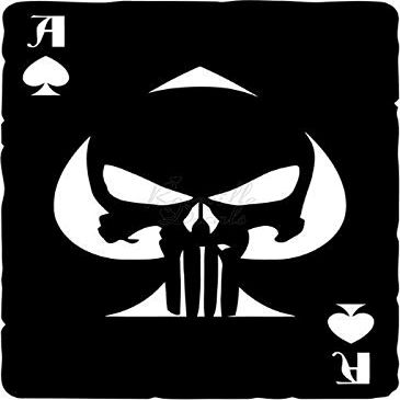 Roseville Decals Ace of Spade Death Skull Head Bone Vinyl Decal Sticker for Home Office Decor Vehicle Window Sign Size- [15 inch] / [38 cm] Tall and Color- Matte White