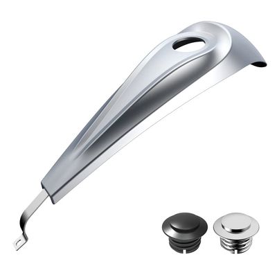 Moto Onfire Low-Profile, Tank Dash Console & Fuel Gas Tank Cap Fit for 2008-2020 Harley Touring, Street Glide, Road Glide (Barracuda Silver Denim, Chrome Gas Cap)