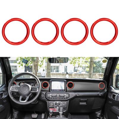 auovo Air Conditioner Vent Ring Interior Accessories for Wrangler JL 2018-2023 Gladiator JT 2020-2023 Dashboard Air Conditioning Vent Outlet Trim Cover Aluminum Alloy (Red, 2018-2023)