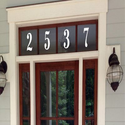 Burgundy - Custom Transom Window Numbers - 8" Tall - Vinyl Decal - Home Address House Door Office - Die Cut Sticker