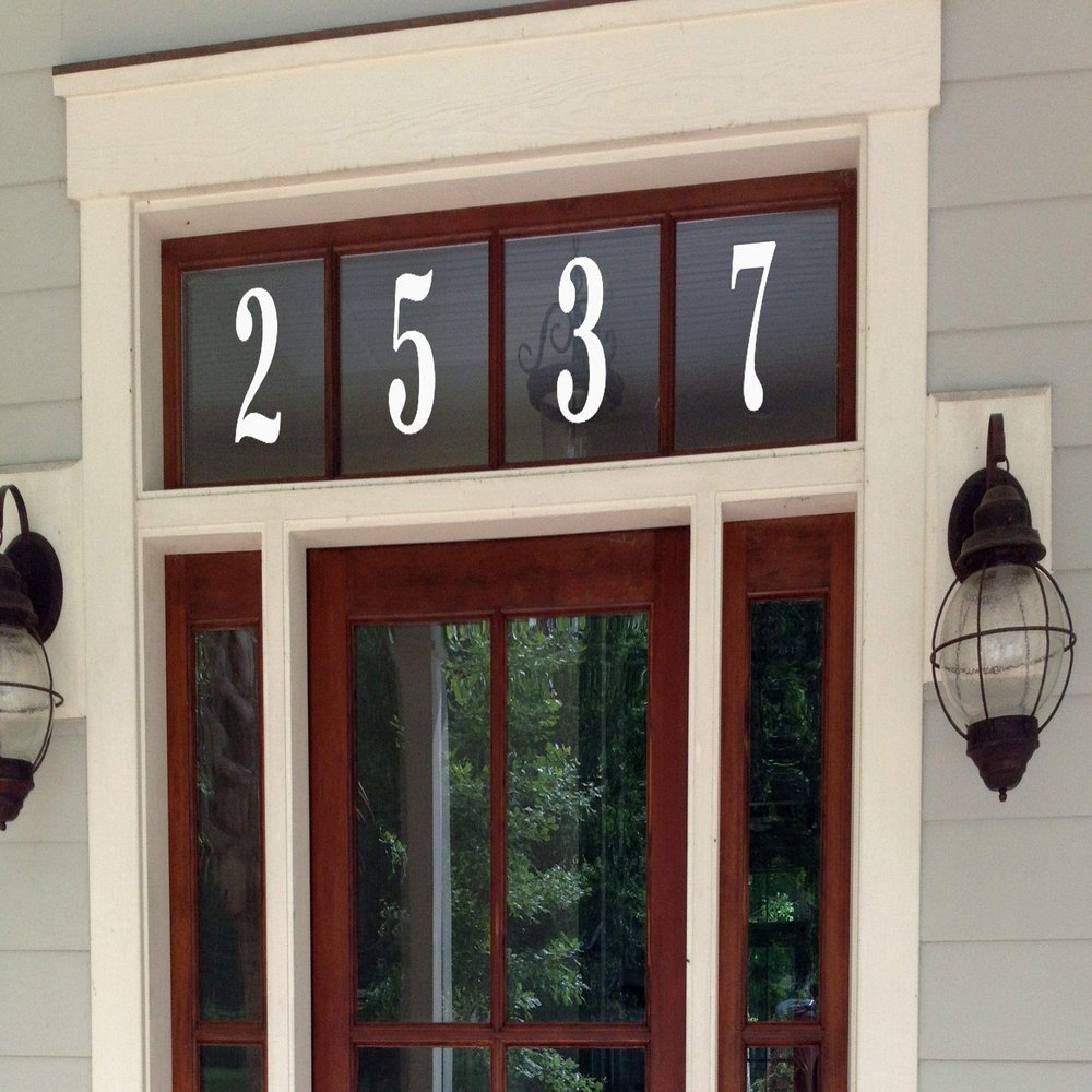 Burgundy - Custom Transom Window Numbers - 8" Tall - Vinyl Decal - Home Address House Door Office - Die Cut Sticker