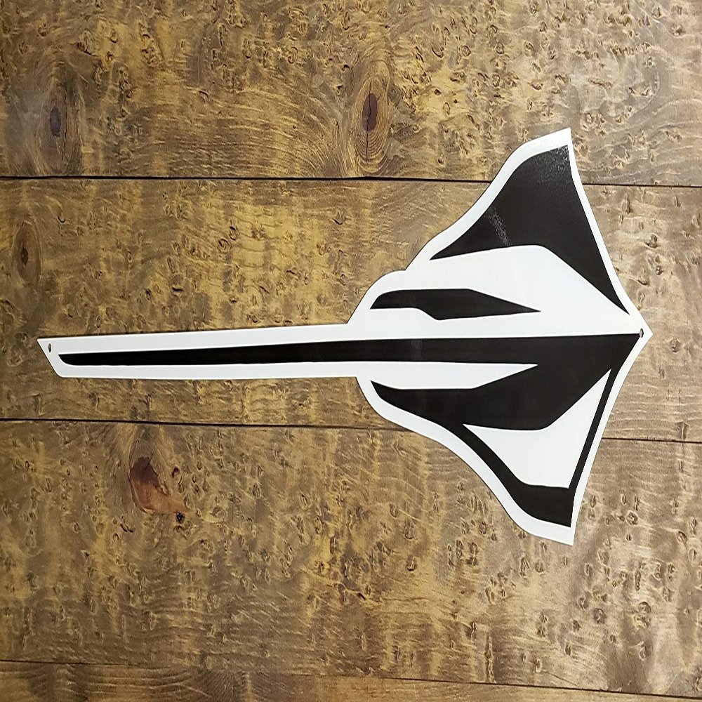C8 Corvette Stingray Logo Metal Wall Hanging Sign - Made in USA Next Generation Steel Wall Art - Black with Silver (35" x 9")