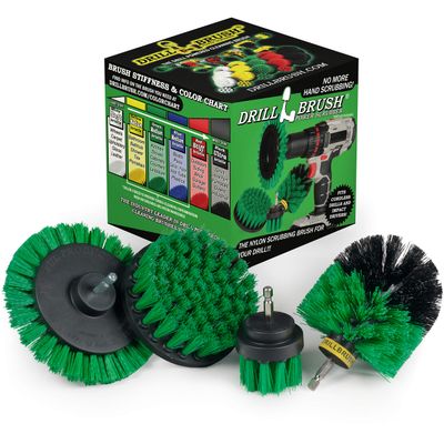 Drillbrush Green Drill Power Kitchen Scrub Brush Kit Oven Cleaning Drillbrush Attachment Drill Scrubber Attachment for Dishes Stove Cleaning Brush for Drill