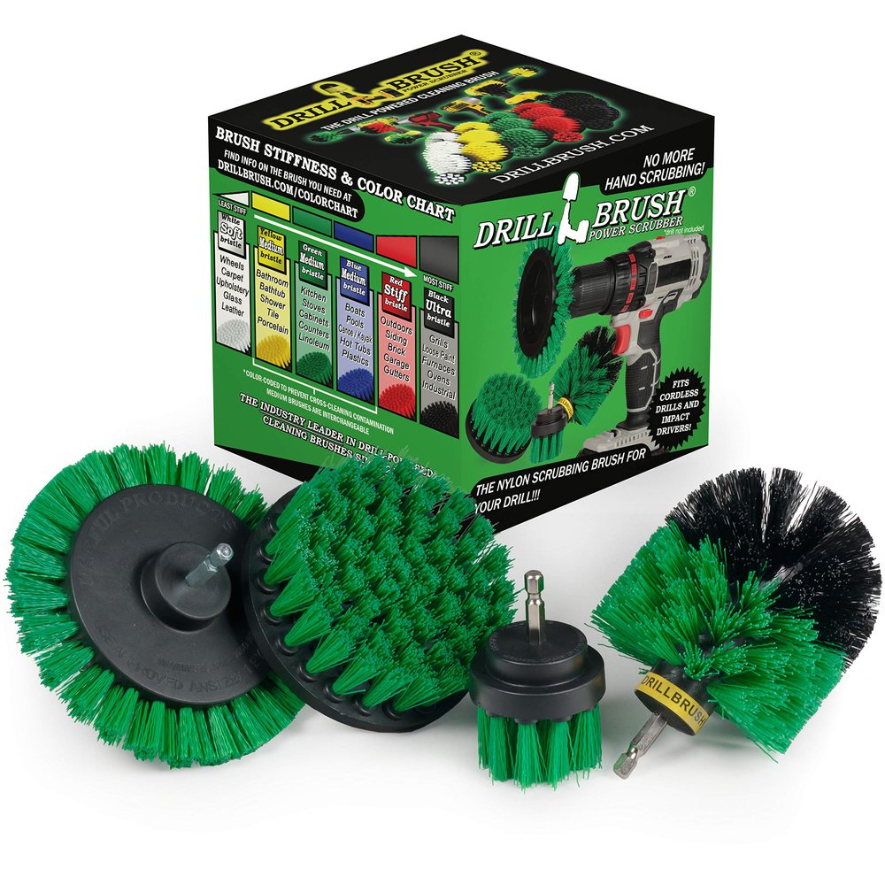 Drillbrush Green Drill Power Kitchen Scrub Brush Kit Oven Cleaning Drillbrush Attachment Drill Scrubber Attachment for Dishes Stove Cleaning Brush for Drill