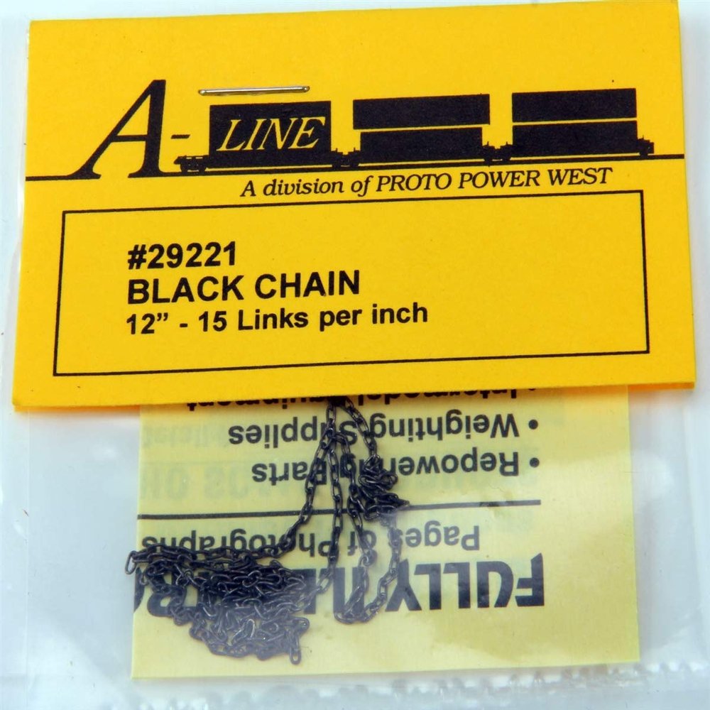A-Line 29221 - Tie Down Chain - Black 15 Links Per Inch HO Scale