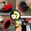 Red Stiff Nylon Bristle Brush Set for Outdoor Cleaning - Versatile Crevice Tool for Garage, Deck, House Siding, Concrete, Brick, Stone, Masonry, Vinyl Siding, Wood, and Patio Cleaner - Gutter Brush view 2