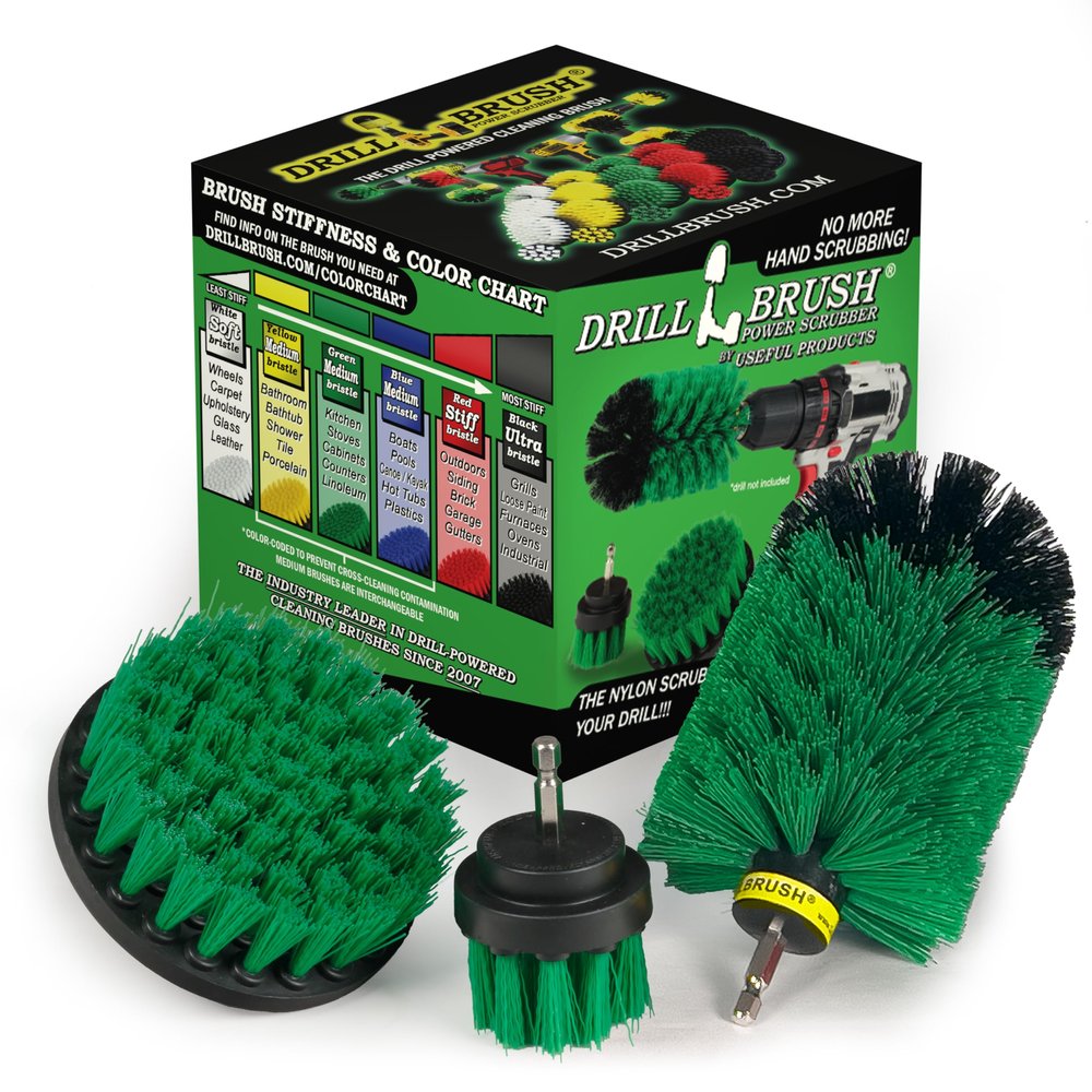 Drill Brush Power Scrubber by Useful Products - Drillbrush Oven Cleaner Brush Set - Kitchen Cleaning Brush Drill Brush Set - Kitchen Accessories - Drill Brush Attachment Countertop Scrubber Brush Set