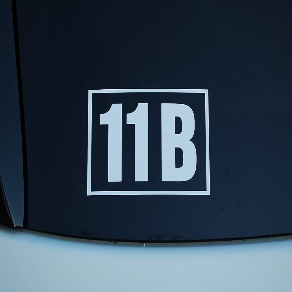 Army 11-B Infantry Vinyl Decal - Choose Size and Color! (V619) (Silver, 4" X 2.25")