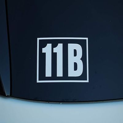 Army 11-B Infantry Sticker Vinyl Decal Crossed Rifles Pick Color & Size (V619) (Black, 8" X 4.75")