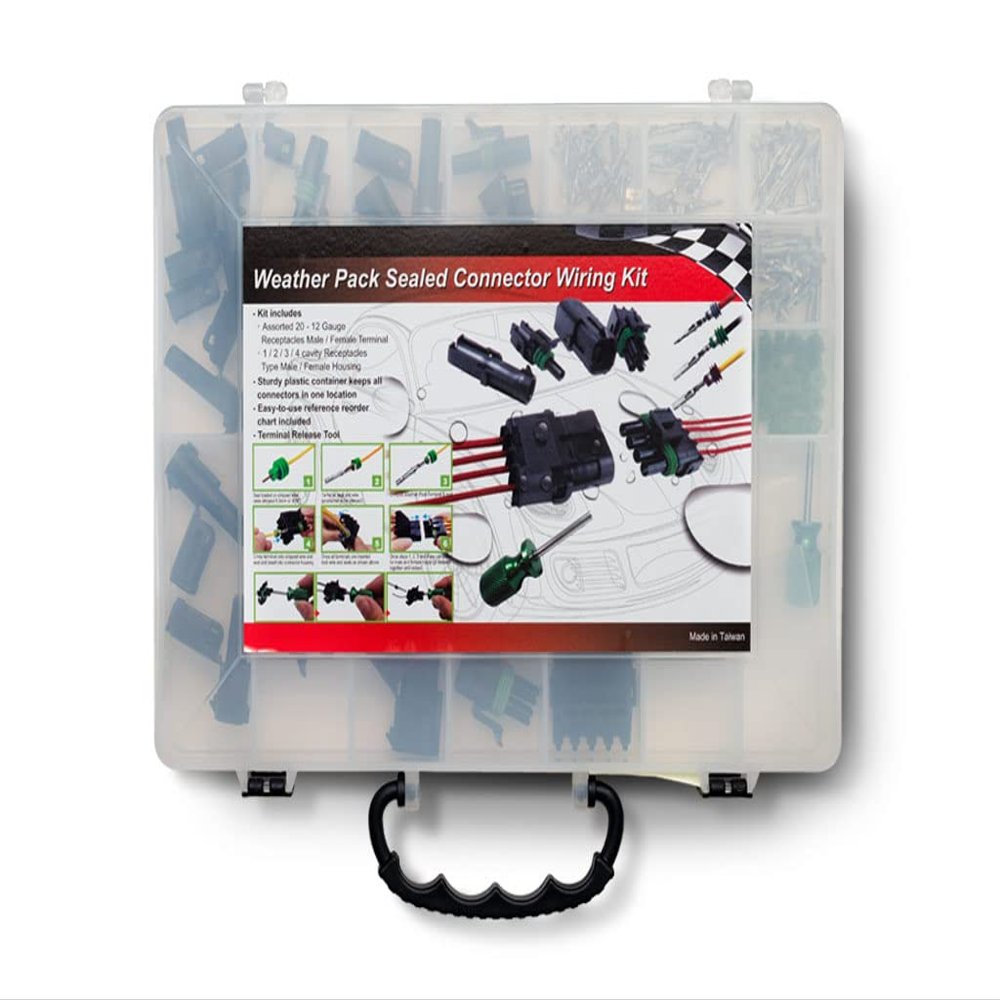 PerTronix A2020 Weather Pack Connector Kit for 24-10 AWG Wire, Includes Release Tool, 209 Pcs