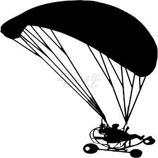 Roseville Decals Powered Paragliding Paraglider Paramotor Vinyl Decal Sticker for Home Office Decor Vehicle Window Sign Size- [12 inch] / [30 cm] Tall and Color- Matte Black