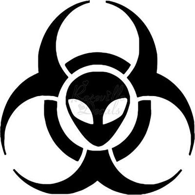 Roseville Decals Alien UFO Biohazard Vinyl Decal Sticker for Home Office Decor Vehicle Window Sign Size- [12 inch] / [30 cm] Wide Color- Gloss White