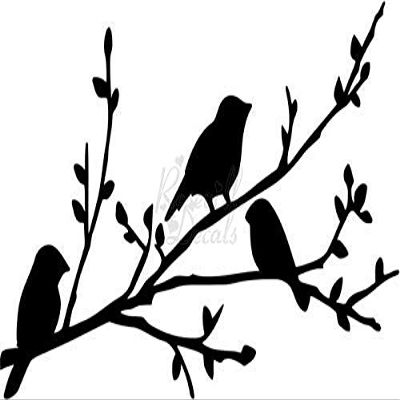 Roseville Decals Birds On Tree Branch Vinyl Decal Sticker for Home Office Decor Vehicle Window Sign Size- [6 inch] / [15 cm] Wide Color- Matte White