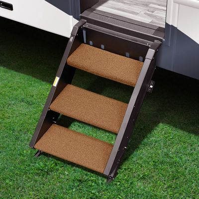 Prest-O-Fit 2-0243 Trailhead Universal RV Step Rug - 17.5" Wide, Buckskin Brown, 3-Piece Set