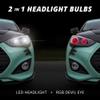 H4 / 9003 / HB2 2in1 LED Fog light Bulb Kit - XKchrome Smartphone App-enabled Bluetooth RGB Devil Eye + LED Fog light Conversion view 2