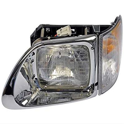 Left Driver Side Halogen Headlight Assembly - Clear/Amber - Compatible with 2000-2011 International 9400i SBA