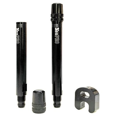 NeoPRO Presta Valve Extension Extender Kit (Pack of 2) w/Valve Key and Cap - Available in 4 Lengths - 20,30,40,60 mm (Black, 60mm)