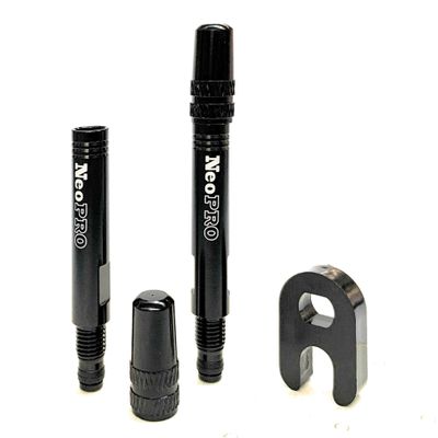 NeoPRO Presta Valve Extension Extender Kit (Pack of 2) w/Valve Key and Cap - Available in 4 Lengths - 20,30,40,60 mm (Black, 30mm)
