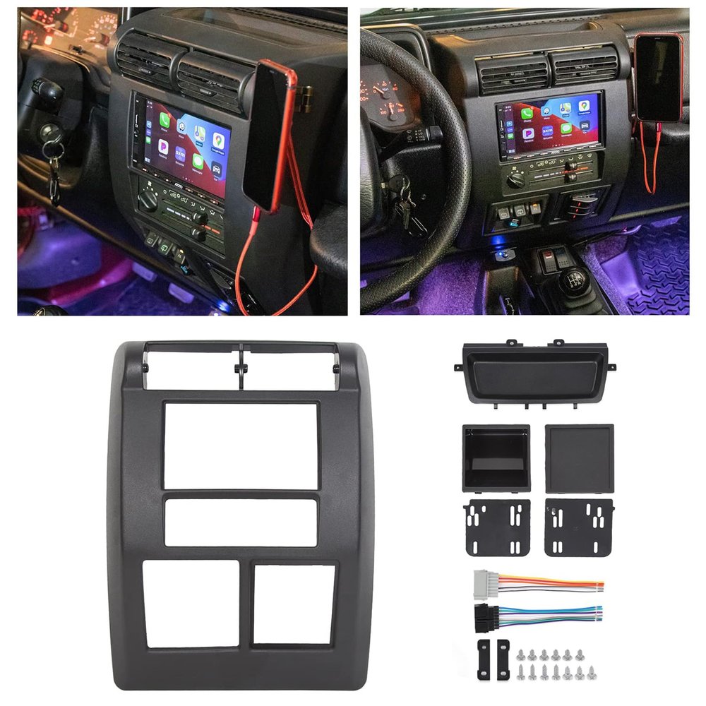 HECASA Double DIN Dash Radio Bezel Compatible with 1997-2002 Jeep Wrangler TJ Radio Stereo Dash Bezel Center Trim Panel