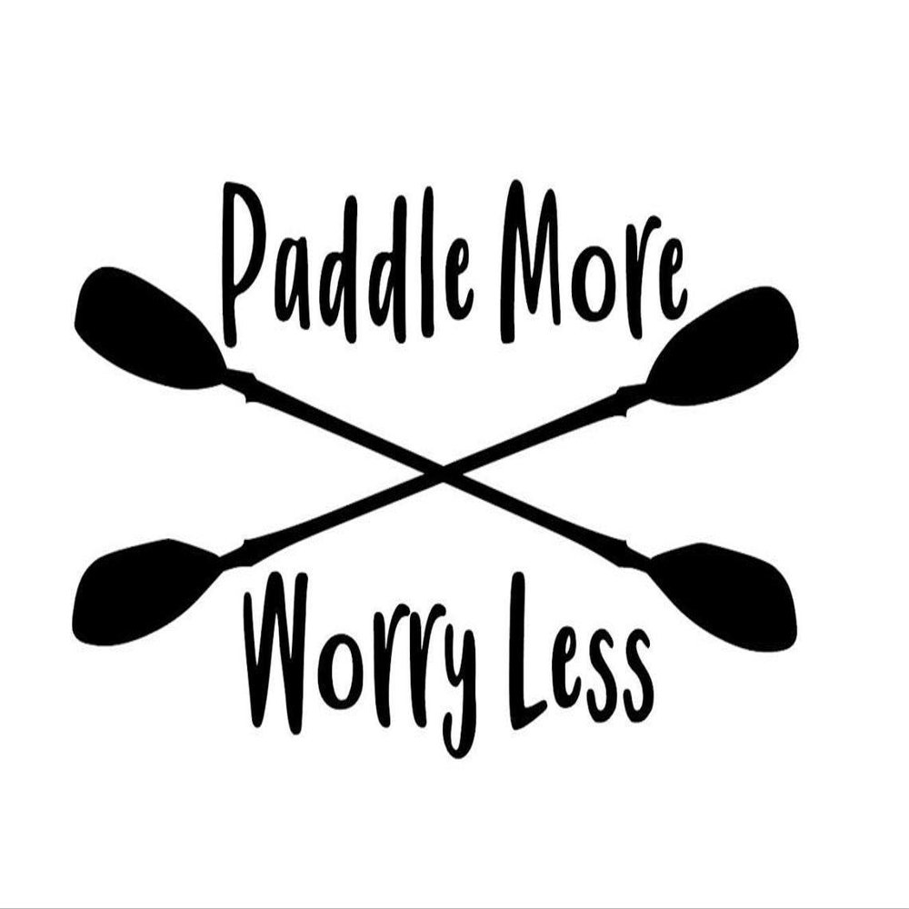 Paddle More Worry Less Crossed Oars MKR Decal Vinyl Sticker |Cars Trucks Vans Walls Laptop|Black|7.5 x 3.6 in|MKR1576