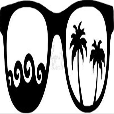 Roseville Decals Sunglasses Beach Palm Trees Vinyl Decal Sticker for Home Office Decor Vehicle Window Sign Size- [20 inch] / [50 cm] Wide Color- Matte White