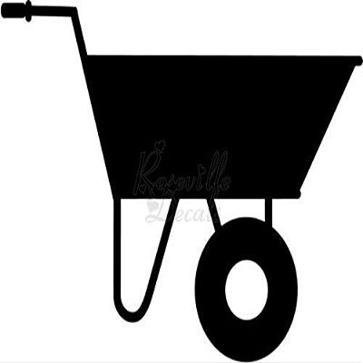 Roseville Decals Gardener Wheelbarrow Vinyl Decal Sticker for Home Office Decor Vehicle Window Sign Size- [15 inch] / [38 cm] Wide Color- Matte Black