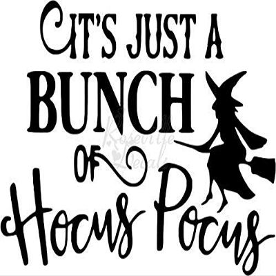 Roseville Decals Bunch Hocus Pocus Witch Spell Vinyl Decal Sticker for Home Office Decor Vehicle Window Sign Size- [6 inch] / [15 cm] Wide Color- Gloss White