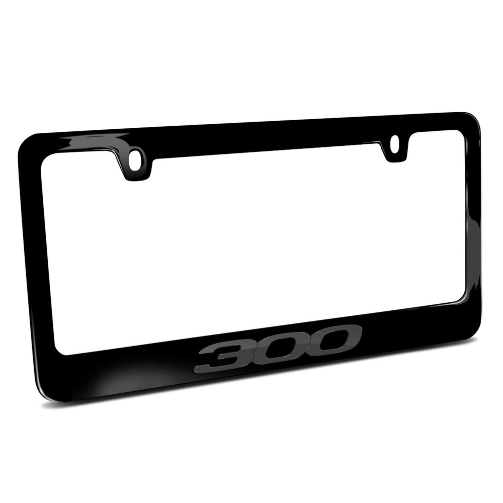 iPick Image for Chrysler 300 in 3D Dark Gray Letters on Black Metal License Plate Frame - Official Licensed