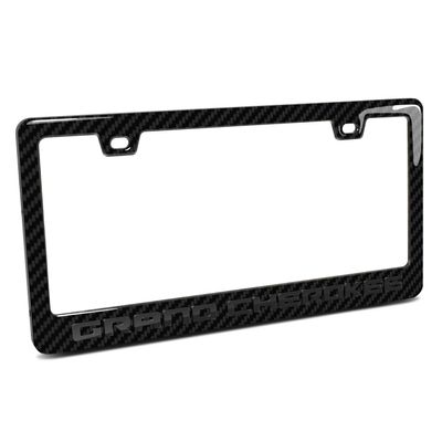 iPick Image for Jeep Grand Cherokee 3D in Dark Gray on Real Carbon Fiber ABS Plastic License Plate Frame - Official Licensed