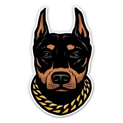 Doberman Guard Dog - 7" Vinyl Sticker - for Car Laptop I-Pad - Waterproof Decal