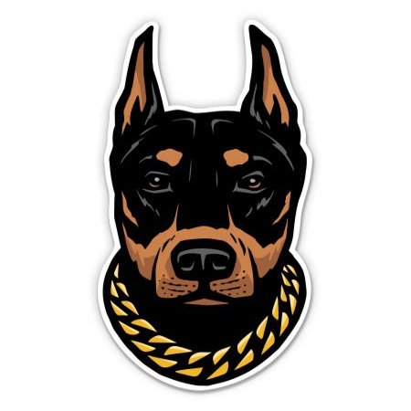 Doberman Guard Dog - 7" Vinyl Sticker - for Car Laptop I-Pad - Waterproof Decal